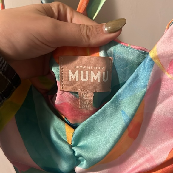 Colorful Show Me Your Mumu dress. Worn once, adjustable via the laced up back - Picture 6 of 7